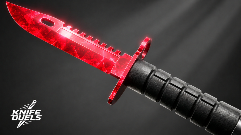 Red crystal knife skin from KNIFE DUELS on a dark background